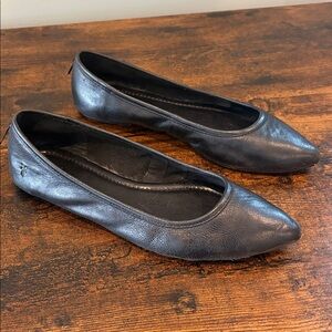 Frye Regina Pointed Ballet Flats Size 9.5 Black Leather Shoes